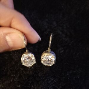 Silpada Silver and White Drop Earrings with Crystal Elegance